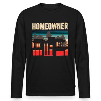 Propriétaire Propriétaire Maison propriétaire - T-shirt manches longues Premium bio Homme - noir - Devant - Nico (187cm)