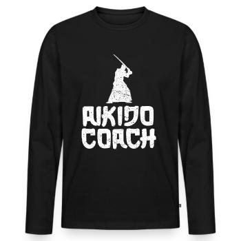 Entraîneur d’Aïkido Arts Martiaux Combattant d’Arts Martiaux - T-shirt manches longues Premium bio Homme - noir - Devant - Nico (187cm)