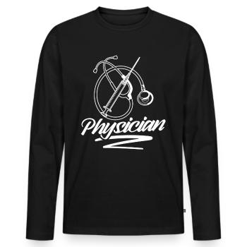 Arzt Beruf Medizin Mediziner Doktor - Männer Premium Bio Langarmshirt - Schwarz - Vorne - Nico (187cm)