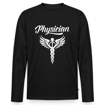 Arzt Doktor Mediziner Medizin Beruf - Männer Premium Bio Langarmshirt - Schwarz - Vorne - Nico (187cm)