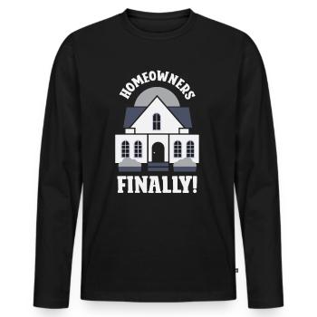 Enfin propriétaire propriétaire maison propriétaire propriétaire maison - T-shirt manches longues Premium bio Homme - noir - Devant - Nico (187cm)