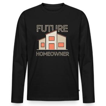 Futurs propriétaires Propriétaires Propriétaires - T-shirt manches longues Premium bio Homme - noir - Devant - Nico (187cm)