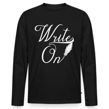 Continue writing Writer Author Writer - Men's Premium Organic Long Sleeve Shirt - black - Front - Nico (187cm)