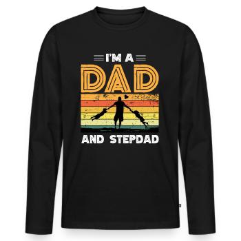 Je suis un père et beau-père beau-père - T-shirt manches longues Premium bio Homme - noir - Devant - Nico (187cm)
