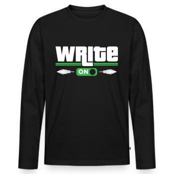 Continue writing Author Writer Writer - Men's Premium Organic Long Sleeve Shirt - black - Front - Nico (187cm)