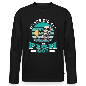 Wo Sind Die Ganzen Fische Hin? Fischen Fischer - Männer Premium Bio Langarmshirt - Schwarz - Vorne - Nico (187cm)