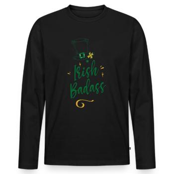 Irish Badass Gaelic Ireland Irish Irish - Men's Premium Organic Long Sleeve Shirt - black - Front - Nico (187cm)