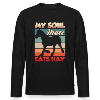 Mein Seelenverwandter Frisst Heu Pferd Reiten - Männer Premium Bio Langarmshirt - Schwarz - Vorne - Nico (187cm)
