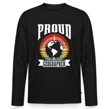 Proud Geographer Geographer Profession Geography - Men's Premium Organic Long Sleeve Shirt - black - Front - Nico (187cm)