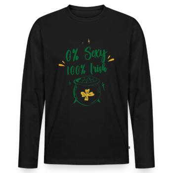 0 Prozent Sexy 100 Prozent Irisch Irland Ire - Männer Premium Bio Langarmshirt - Schwarz - Vorne - Nico (187cm)