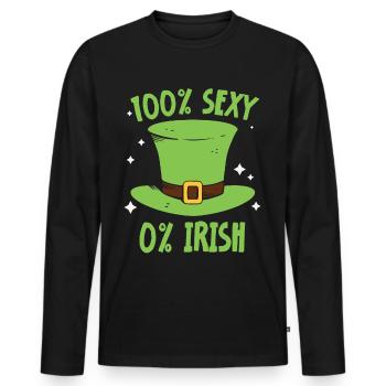 100 Prozent Sexy 0 Prozent Irisch Irland Ire - Männer Premium Bio Langarmshirt - Schwarz - Vorne - Nico (187cm)
