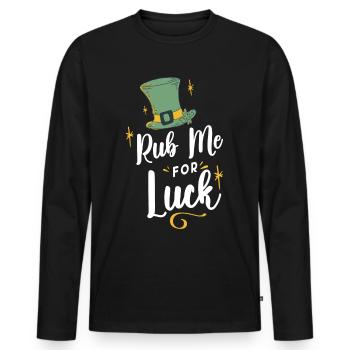 Rub me for happiness Irish Gaelic Ireland - Men's Premium Organic Long Sleeve Shirt - black - Front - Nico (187cm)