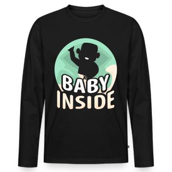 Baby Inside Pregnant Baby Inside Announcement - Men's Premium Organic Long Sleeve Shirt - black - Front - Nico (187cm)
