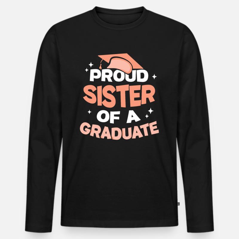 Stolze Schwester Eines Absolventen Absolvent - Männer Premium Bio Langarmshirt - Schwarz