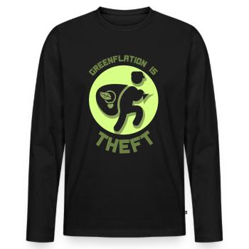 Greenflation is theft green energy inflation - Men's Premium Organic Long Sleeve Shirt - black - Front - Nico (187cm)