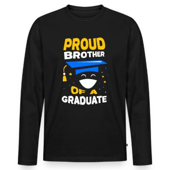 Fier frère d’un diplômé diplômé - T-shirt manches longues Premium bio Homme - noir - Devant - Nico (187cm)