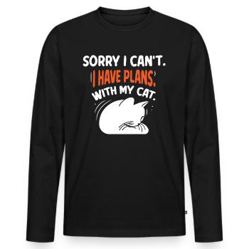 Malheureusement, je ne peux pas avoir de plans avec mon chat - T-shirt manches longues Premium bio Homme - noir - Devant - Nico (187cm)