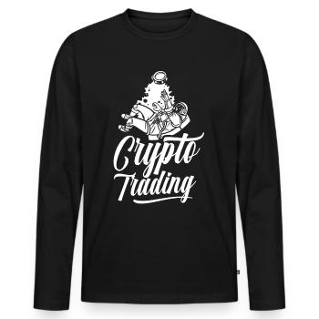 Krypto Handel Crypto Trader Traden Trading - Männer Premium Bio Langarmshirt - Schwarz - Vorne - Nico (187cm)