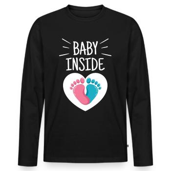Baby Inside Pregnant Baby Inside Announcement - Men's Premium Organic Long Sleeve Shirt - black - Front - Nico (187cm)