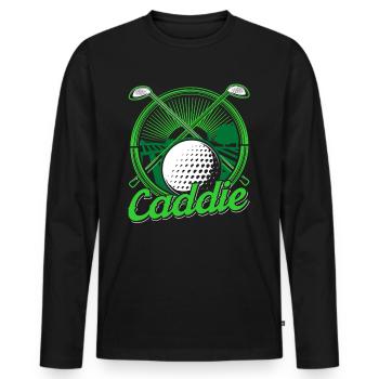 Caddie Golf Golf Golfeur Profession - T-shirt manches longues Premium bio Homme - noir - Devant - Nico (187cm)