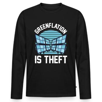 Greenflation is theft energy green inflation - Men's Premium Organic Long Sleeve Shirt - black - Front - Nico (187cm)