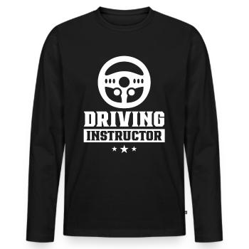 Fahrlehrer Fahrschüler Fahrschule Fahrstunde - Männer Premium Bio Langarmshirt - Schwarz - Vorne - Nico (187cm)