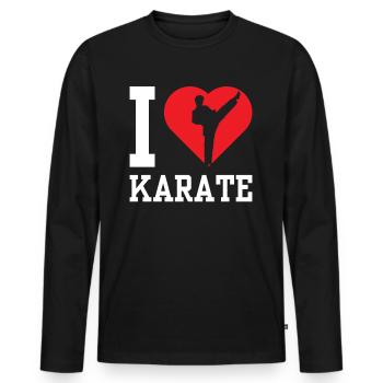 J’adore les combattants d’arts martiaux de karaté - T-shirt manches longues Premium bio Homme - noir - Devant - Nico (187cm)