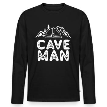 Caveman Cave Man Cave Cave Cave Randonnée - T-shirt manches longues Premium bio Homme - noir - Devant - Nico (187cm)