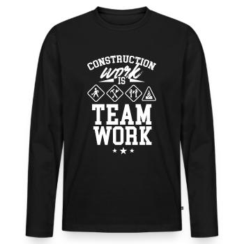 Les travaux de construction sont un travail d’équipe Chantier de construction Construction Travail d’équipe - T-shirt manches longues Premium bio Homme - noir - Devant - Nico (187cm)