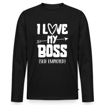 J’aime mon patron indépendant freelance - T-shirt manches longues Premium bio Homme - noir - Devant - Nico (187cm)