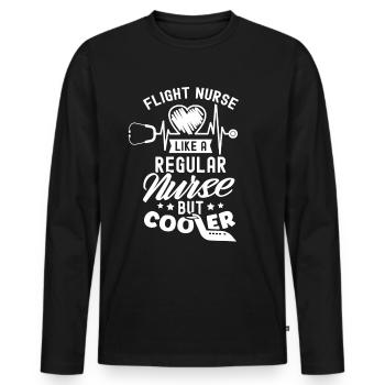 Infirmière de vol Médecin de vol Profession de médecin de vol - T-shirt manches longues Premium bio Homme - noir - Devant - Nico (187cm)