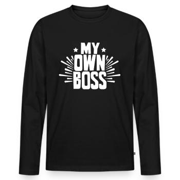 Mon propre patron Freelancer Travailleur indépendant - T-shirt manches longues Premium bio Homme - noir - Devant - Nico (187cm)