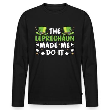 The leprechaun forced me to leprechaun Irish - Men's Premium Organic Long Sleeve Shirt - black - Front - Nico (187cm)