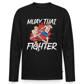 Muay Thai Fighter Arts Martiaux Arts Martiaux Arts Martiaux Arts Martiaux - T-shirt manches longues Premium bio Homme - noir - Devant - Nico (187cm)