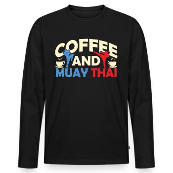 Kaffee Und Muay Thai Kampfsport Kämpfer Kampf - Männer Premium Bio Langarmshirt - Schwarz - Vorne - Nico (187cm)
