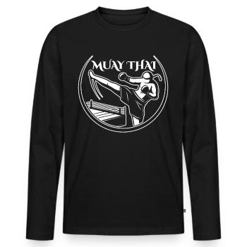Muay Thai Arts Martiaux Arts Martiaux Combattant Combat - T-shirt manches longues Premium bio Homme - noir - Devant - Nico (187cm)
