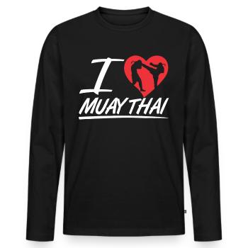 J’adore Muay Thai combattant arts martiaux arts martiaux arts martiaux arts martiaux - T-shirt manches longues Premium bio Homme - noir - Devant - Nico (187cm)