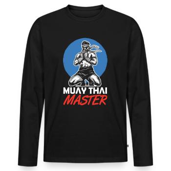 Muay Thai Master Martial Arts Fighter Fight - Men's Premium Organic Long Sleeve Shirt - black - Front - Nico (187cm)