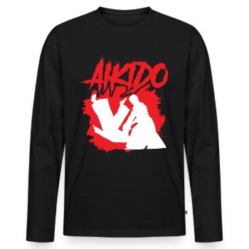 Aikido Martial Arts Fighter Martial Arts Lovers - Men's Premium Organic Long Sleeve Shirt - black - Front - Nico (187cm)