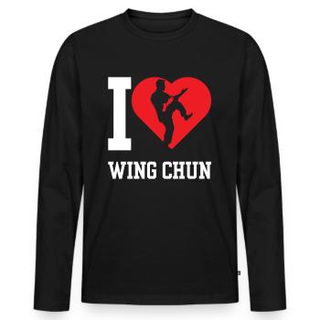 Ich Liebe Wing Chun Trainer Kampfsport Kampfkunst - Männer Premium Bio Langarmshirt - Schwarz - Vorne - Nico (187cm)