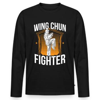 Wing Chun Fighter Entraîneur Arts Martiaux Arts Martiaux Arts Martiaux - T-shirt manches longues Premium bio Homme - noir - Devant - Nico (187cm)