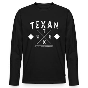 Dictons texans Texan Texas Pride - T-shirt manches longues Premium bio Homme - noir - Devant - Nico (187cm)