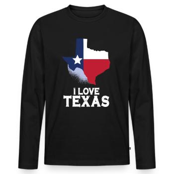 J’adore la fierté texane des dictons texans - T-shirt manches longues Premium bio Homme - noir - Devant - Nico (187cm)
