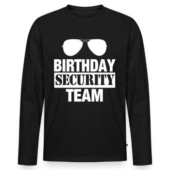 Sécurité d’anniversaire Équipe sécurité Sécurité - T-shirt manches longues Premium bio Homme - noir - Devant - Nico (187cm)