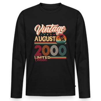 Vintage 2000 Août 22ème Anniversaire Cadeau Amusant - T-shirt manches longues Premium bio Homme - noir - Devant - Nico (187cm)