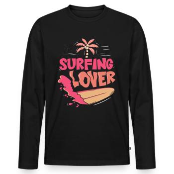 Amateurs de surf Surf surf Surf Surfer - T-shirt manches longues Premium bio Homme - noir - Devant - Nico (187cm)