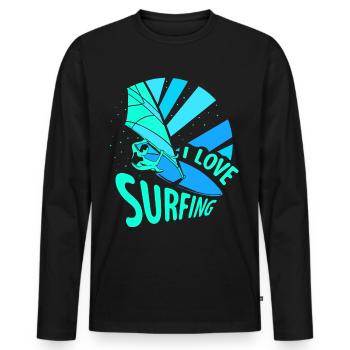 J’adore surfer surf surf surf surf - T-shirt manches longues Premium bio Homme - noir - Devant - Nico (187cm)