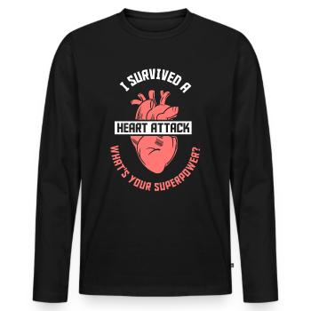 I survived a heart attack - Men's Premium Organic Long Sleeve Shirt - black - Front - Nico (187cm)