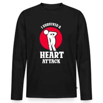 I survived a heart attack - Men's Premium Organic Long Sleeve Shirt - black - Front - Nico (187cm)