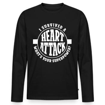 I survived a heart attack - Men's Premium Organic Long Sleeve Shirt - black - Front - Nico (187cm)